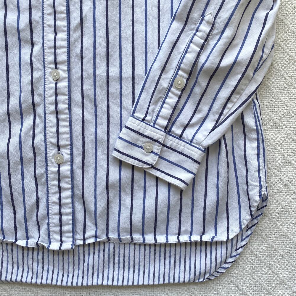 Madewell Classic Ex-Boyfriend Shirt Blue & White Mixed Stripe Button Down Small - Picture 7 of 8